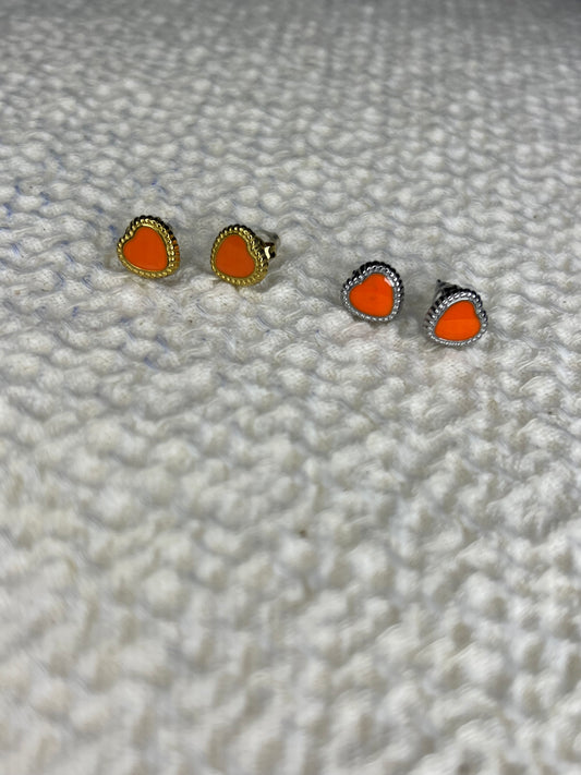 Orange Heart Earrings