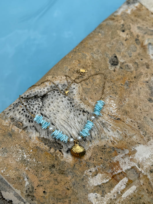 Blue shell necklace